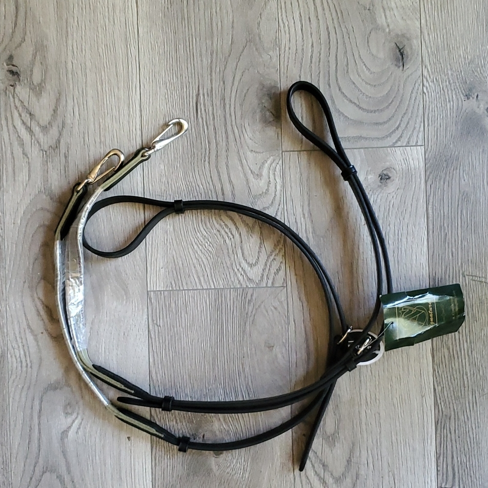 New Smith Worthington side Reins,  Signature Leather & Elastic Side Reins